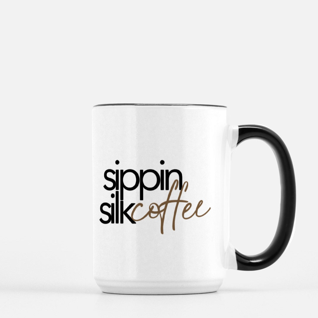 Sippin Silk Mug Deluxe 15oz. (Black + White)
