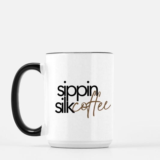Sippin Silk Mug Deluxe 15oz. (Black + White)